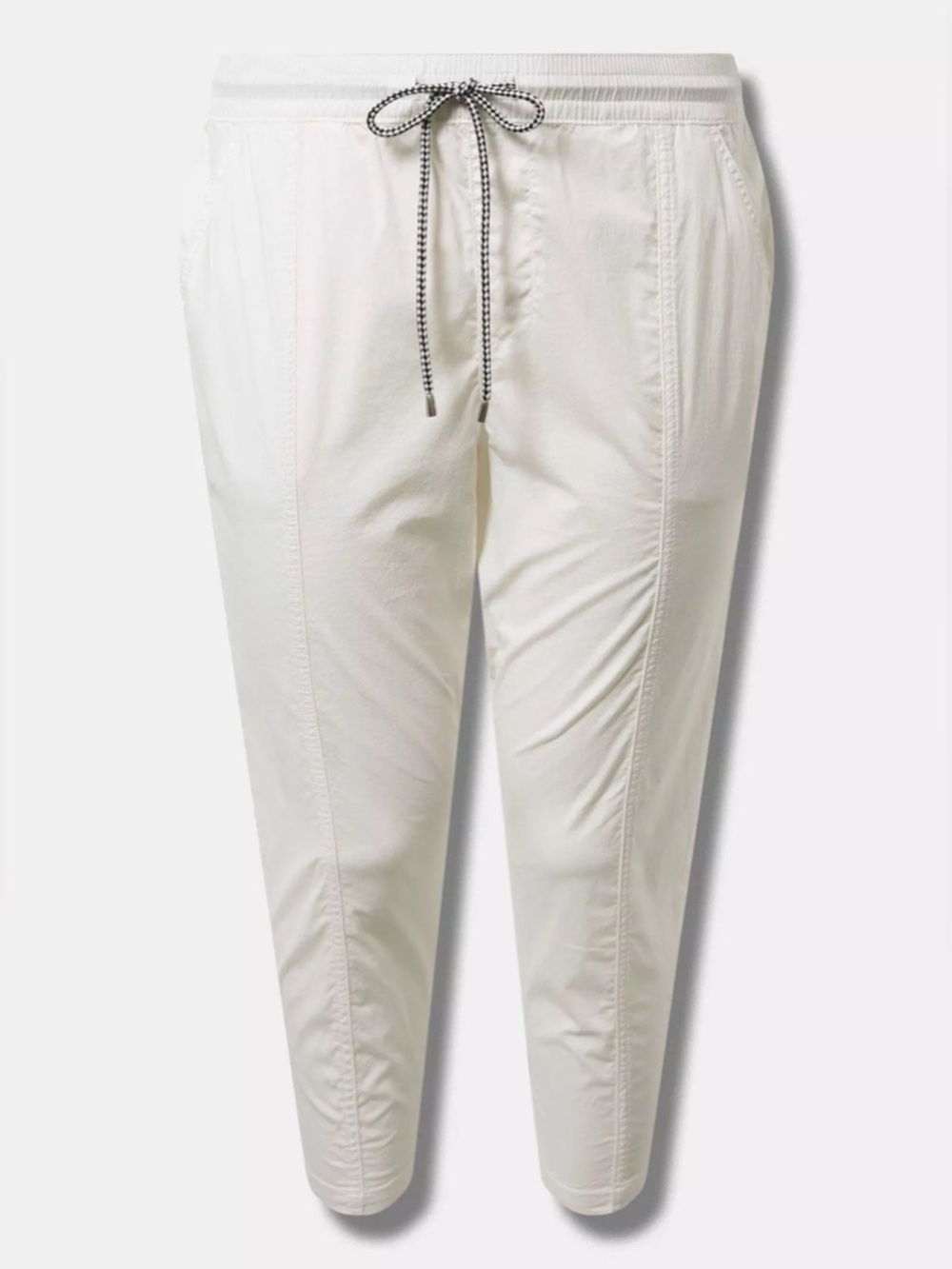 Torrid Crop Stretch Poplin pull on pants, white with pockets women’s size 1X
